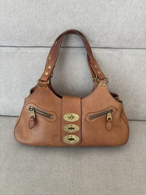 Mulberry Roxanne Darwin Leather Shoulder Bag Oak Tan Turn Lock