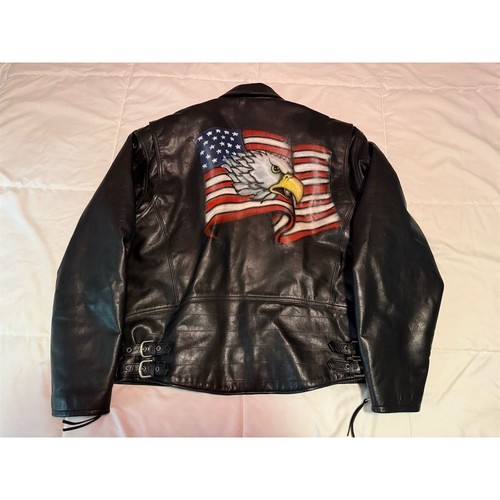 Harley Davidson Men's XL Black Leather Motorcycle Jacket Vietnam Veteran - Picture 13 of 21