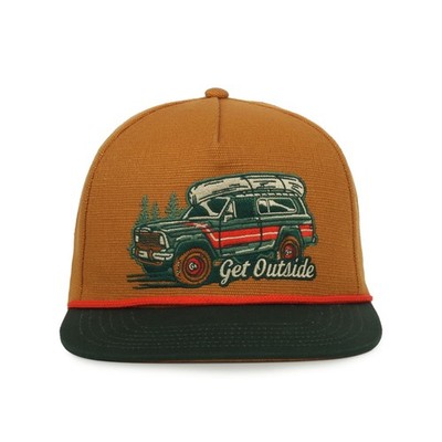 Outdoor Cap Mustard Dark Green Great Outdoors Patch 5-Panel Cap, Cotton Canvas