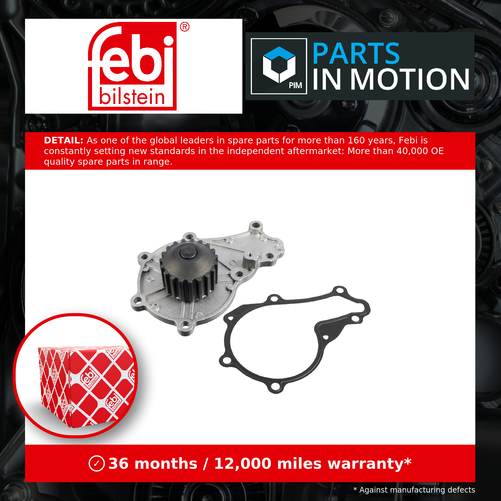 Water Pump fits SUZUKI Coolant 1740069K00 Febi Genuine Top Quality Guaranteed - Image 8