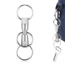 Quick Release Keychain 3 Way Detachable Key Rings Pull Apart Separate Holder