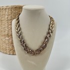 Vtg Thick Necklace Braided Gold Tone Collar Statement Adjustable Lightweight — photo 1