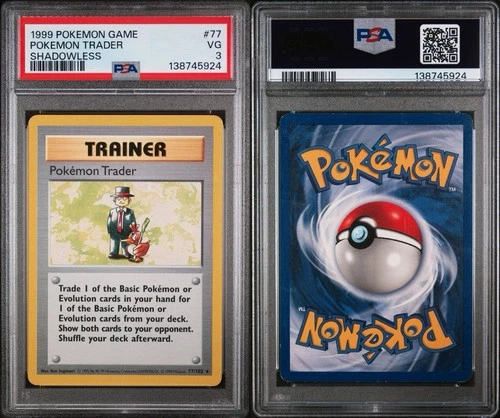 1999 Pokemon Game - Shadowless #77/102 Pokemon Trader - Non Holo Rare PSA 3 VG