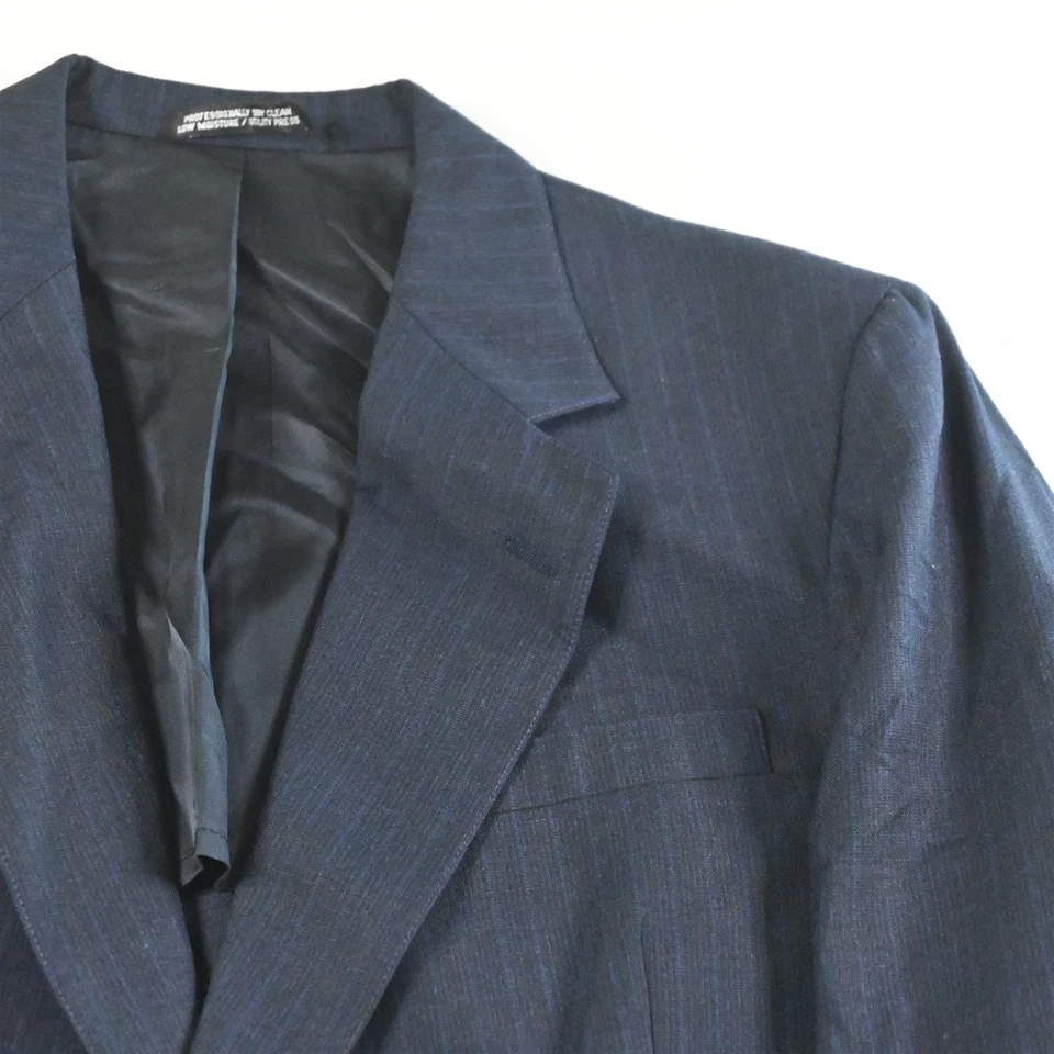 Vtg Bespoke 42L 34x30 Blue Striped Wool Mens Jacket Pants Suit - Image 3 of 4