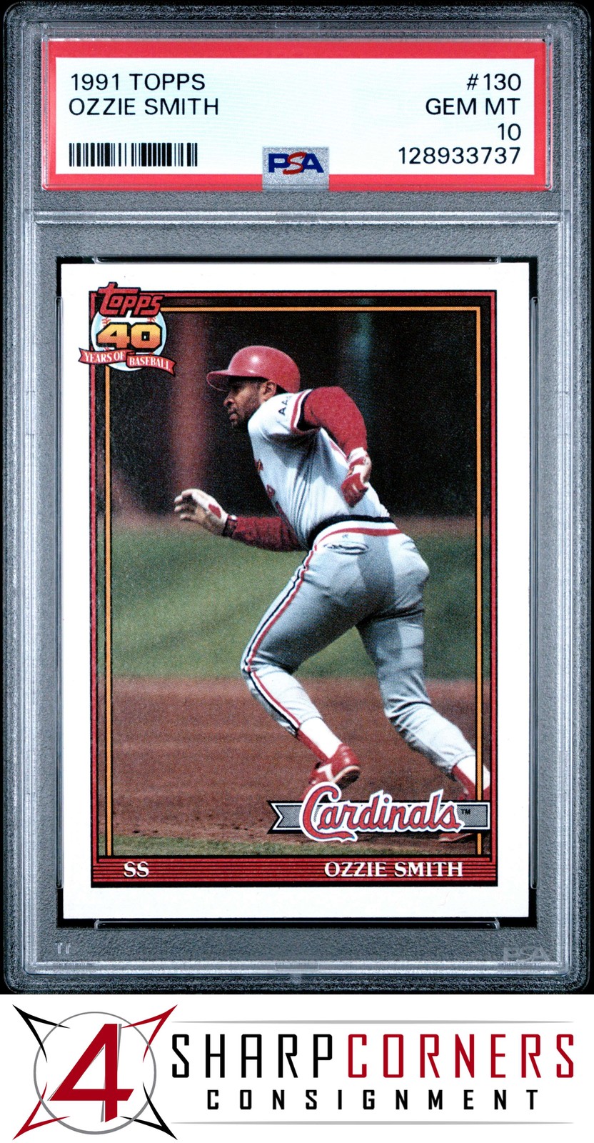 1991 TOPPS #130 OZZIE SMITH CARDINALS HOF PSA 10