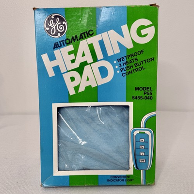 #ad Vintage GE Heating Pad Automatic Heat Model P55 Blue General Electric MCM $24.95