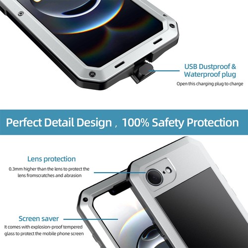 Aluminum Case for iPhone 16e 16 15 14 13 11 Pro Max Heavy Duty Shockproof Cover - Picture 9 of 17