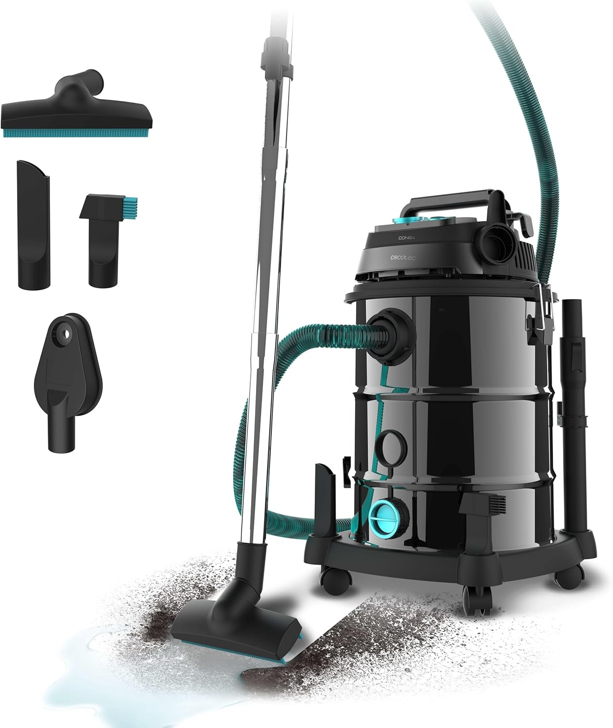 Cecotec Conga Rockstar Wet & Dry Steel Pro 1600W | Bidone Aspiratutto 30L