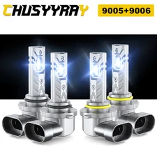 4x 9005 9006 LED Combo Headlight Bulb Kit High Low Beam Super Bright 6500K White