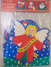 NEW CHRISTMAS Cardboard Cutouts Decorations 3 pc Set ANGEL, SANTA, SNOWMAN