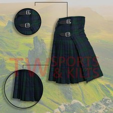 Scottish Outfit Irish Green Tartan Kilt Set - 07 Pieces Kilt Accessories for Men