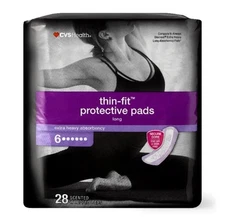 NEW! CVS HEALTH 💜 Size (6) THIN-FIT ●PROTECTIVE PADS● Long (28) Scented Pads.