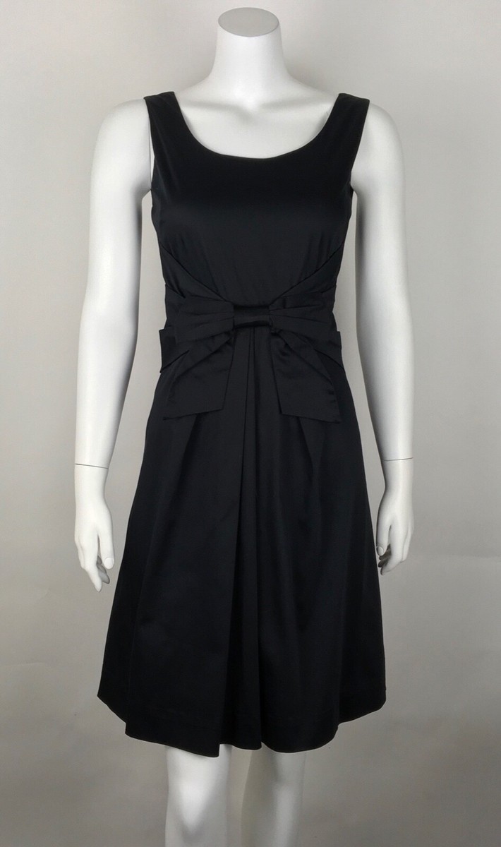 Kate Spade Women's Jillian Dress Sz Bow Solid Black Cotton Blend - Main Image