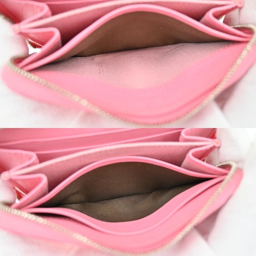 FENDI Logo Monster Bugs Eyes Compact Zip Around Coin Wallet Leather Pink 64YH228 - Picture 12 of 18