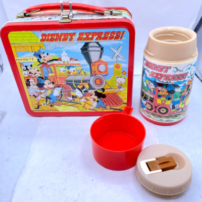 Disney Vintage Metal Lunch Box With Thermos Disney Express Station