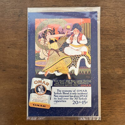 Original 1915 Omar Turkish Blend Cigarettes Full Page Color Print Advertisement