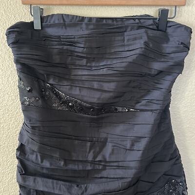 Express Black Pleated Fitted Strapless Cocktail Mini Dress Size 10 | eBay