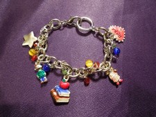 AJMC Charmed Teacher's Care Enamel & Silver Tone Charm Bracelet