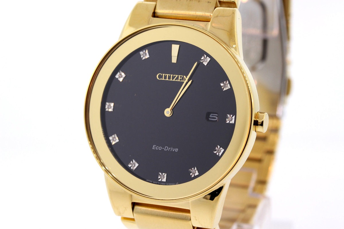 Citizen AU1062-56G Eco-Drive Axiom Stainless Diamond Black Dial