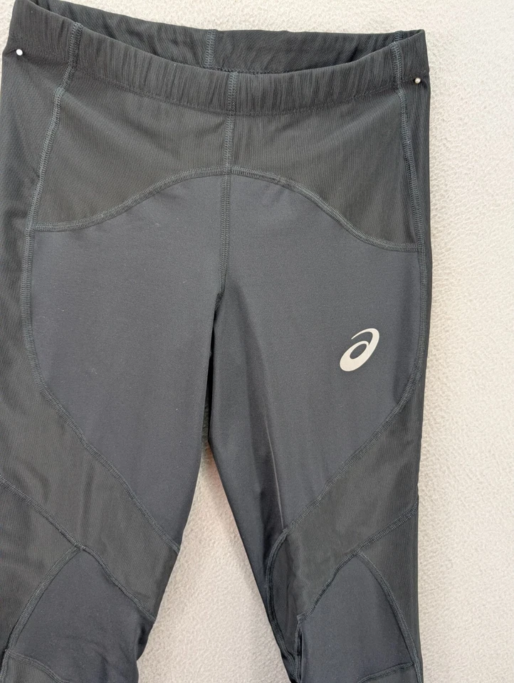 Asics Leg Balance Blk Running Legging Tights Inner Muscle Zip Leg Mens M Stretch - Image 4 of 4