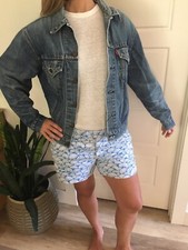 Vintage Levi's Jean Jacket Womens Large Denim Trucker Red Tab USA Made