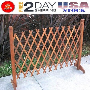 expanding portable fence wooden screen pet gate kid safety dog lawn patio garden