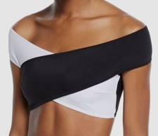  176 OYE Women's Black Lucette Off-The-Shoulder Bikini Top Swimwear Size XS