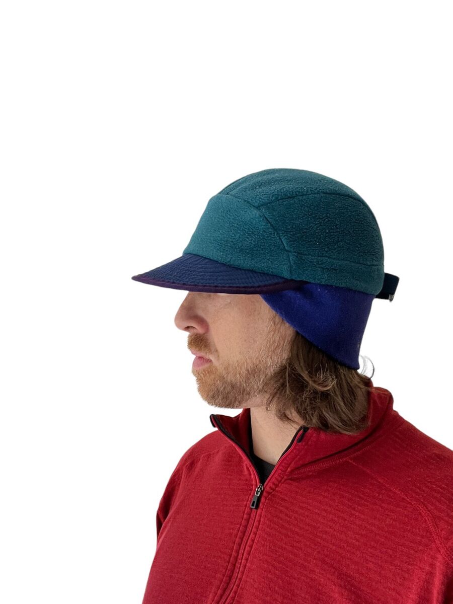 Vintage Patagonia Fleece Duck Billed Cap 1990's Green Purple Vintage Patagonia Fleece Duck Billed Cap 1990's Green Purple