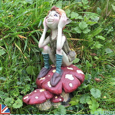 Garten Pixie Sitzpilz Fee Ornament Skulptur Kobold Fee Outdoor 39101