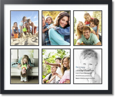 ArtToFrames Collage Mat Picture Photo Frame  6 8x10'' Openings in Black 1055