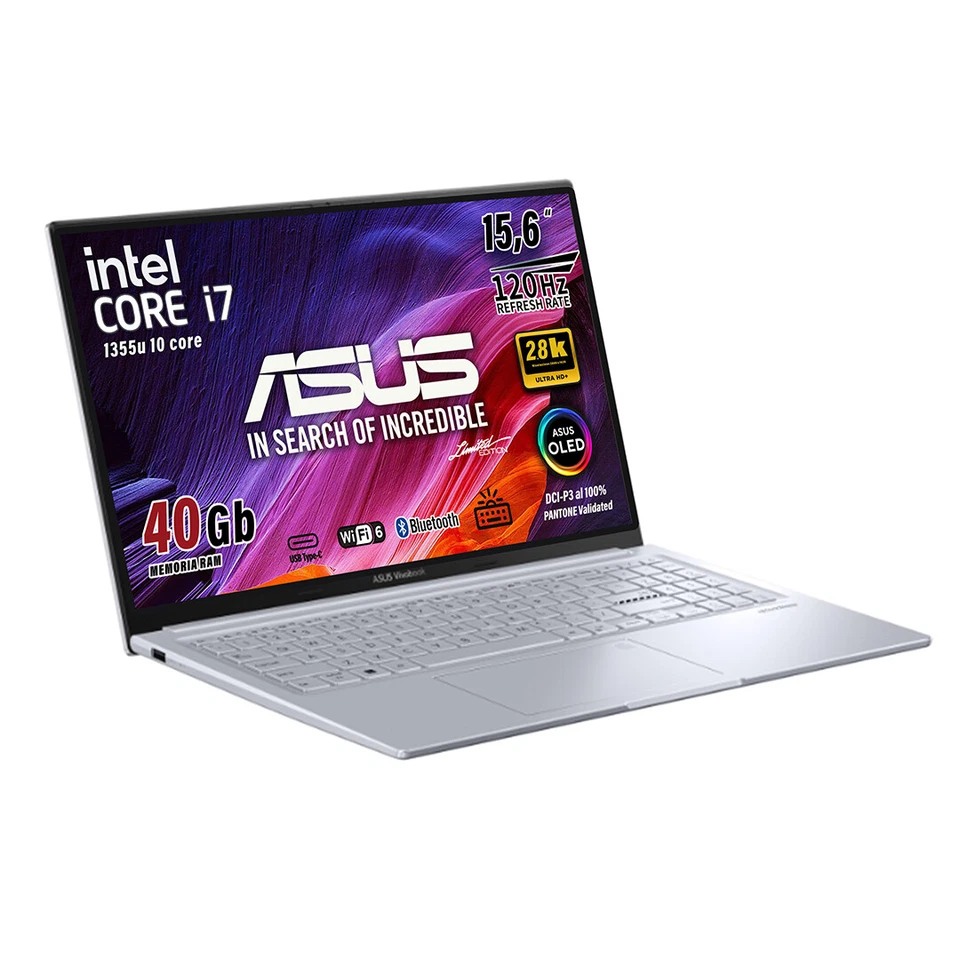 ASUS Vivobook Intel i7 1355u SSD 512GB RAM 40GB 15.6" OLED 2,8K Retro Win11 - Immagine 2 di 4