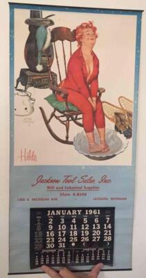 Vintage 1961 HILDA Tear-Sheet Calendar Jackson Tool Sales Inc. Michigan D.Bryers