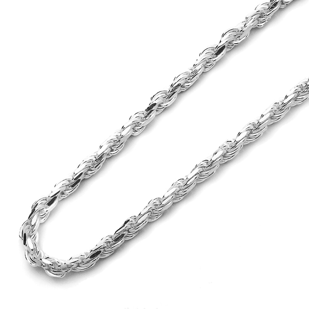 Pure 3mm 925 Sterling Silver Italian Rope Chain Necklace made in italy ...