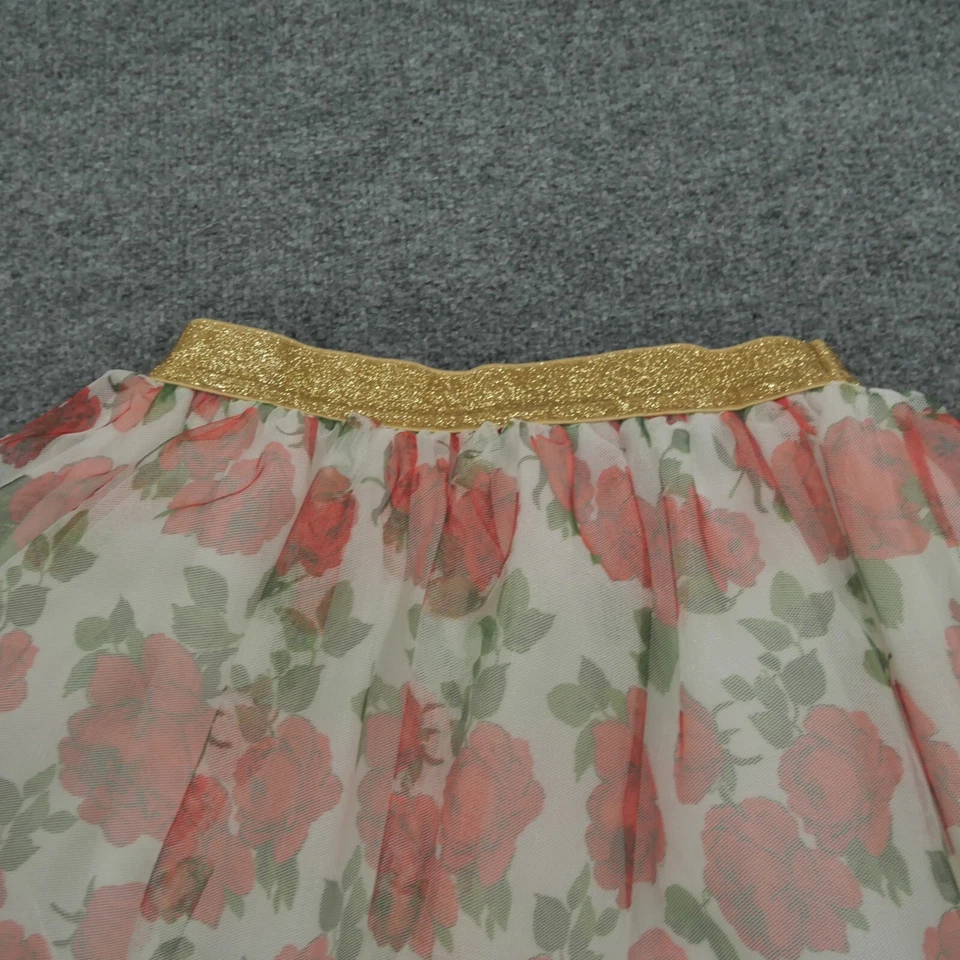 Disney Skirt Girls XL White Pink Floral Flowers Tutu Belle Princess - Image 2 of 4