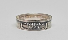MONTANA  SILVER PROOF US STATE QUARTER HANDMADE COIN RING SIZE 4 -12