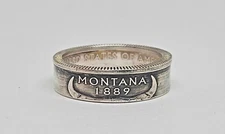 MONTANA   SILVER PROOF  US STATE QUARTER HANDMADE COIN RING  SIZE 4 -12