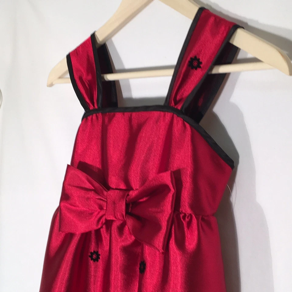 Vestido Secret Charm Niñas Jóvenes Rojo Negro Floral Sin Mangas Talla 7 Foto 3 de 4