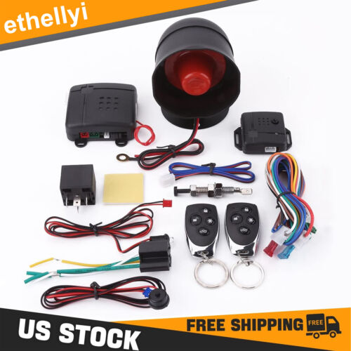 Universal Car Alarm System Security Keyless Entry System with 2 Key Fobs B8Y7 - Picture 1 of 12