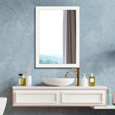 Ruomeng Rectangular Wall Mirror 20'' x 28'' for Bathroom, Bedroom, 20x28, White 