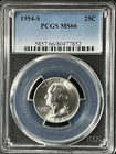 1954-S  25C Washington Quarter Dollar PCGS MS66  80477852