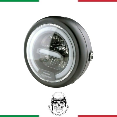   FULL LED SCHEINWERFER UNIVERSAL ANGEL EYES MOTORRAD SCRAMBLER CHOPPERS CAFE RACER