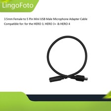 3.5mm Female to 5 Pin Mini USB Male Microphone Adapter Cable for GoPro Hero 3,3 