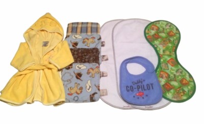 Carters Baby Boy Lot Bathrobe Daddy's CoPilot Bib Changing Pads Burp Cloth 0-9 M