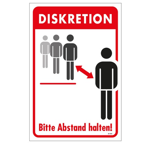 SCHILD Warnschild 30 x 20 cm Diskretion Bitte Abstand halten 30989x