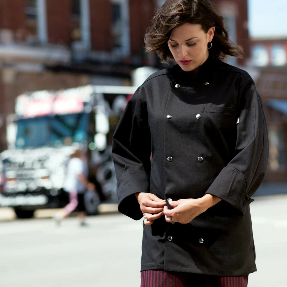 Uncommon Threads Unisex Reaction Chef Coat 10 Snaps, Black, XX-Large - Image 3 of 4