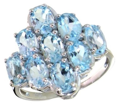  Echter 3,30 ct Blautopas Wasserfall Ring