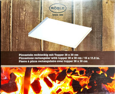 RÖSLE Pizzastein rechteckig mit Topper 38x30 cm Pizzaplatte für Grill / Backofen