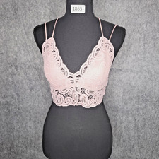 Victoria's Secret Pink Lace Bralette M Padded Longline Coquette Festival Boho