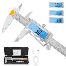 Digital Caliper, Rechargeable Caliper Measuring Tool with Backlight LCD Screen