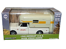 1968 Chevy C10 Pickup w/ Silver Streak Slide In Camper RR Greenlight 1/64 MIB